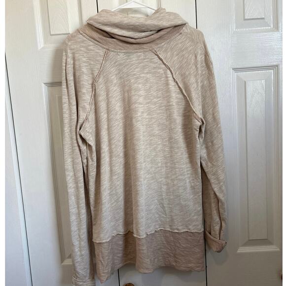 Free People Beach beige cowl neck slub cotton top Two Body M/L - Picture 4 of 8